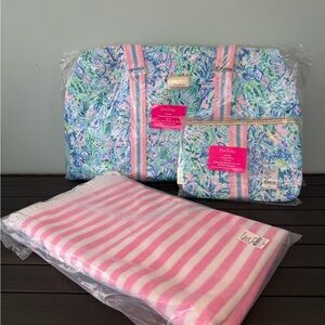Lilly Pulitzer Blue and Pink Travel Bags